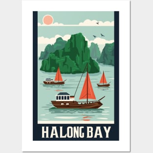 A Vintage Travel Art of Halong Bay - Vietnam Posters and Art